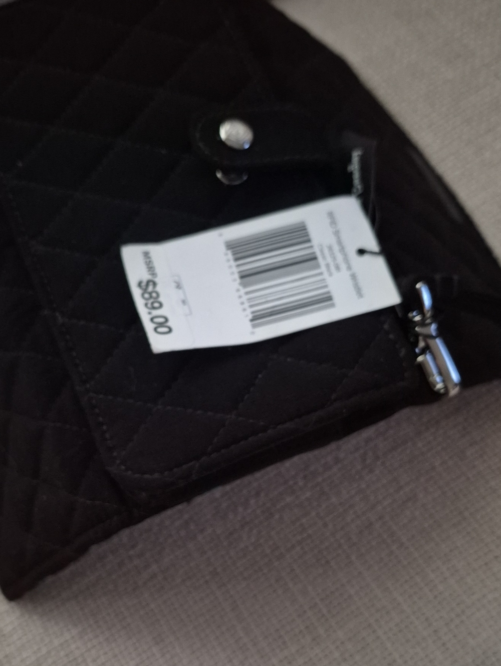 Vera Bradley Black Quilted Vest with Snap & Zip Details